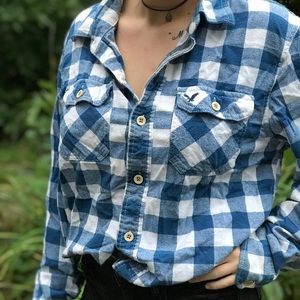 American Eagle Flannel Blue and White